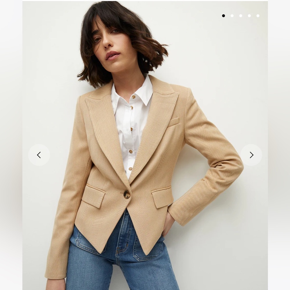 VERONICA BEARD NEW HOSANNA DICKEY ONE BUTTON JACKET KHAKI COLOR SIZE 14